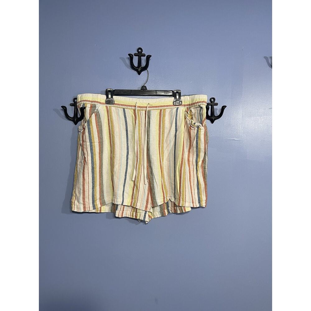 Lane Bryant Shorts Linen Blend Elastic Waist Size 22/24 Draw-String Waist
